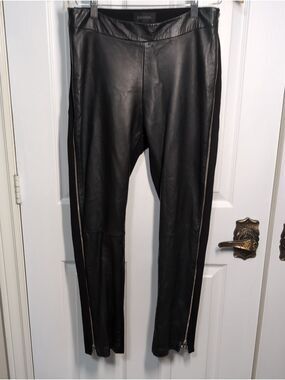 Danier Genuine Leather And Knit Pants With Zippered Leg Size 8